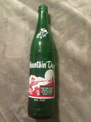 Vintage Hillbilly Mountain Dew Soda Bottle One Pint With Great Paint 1968
