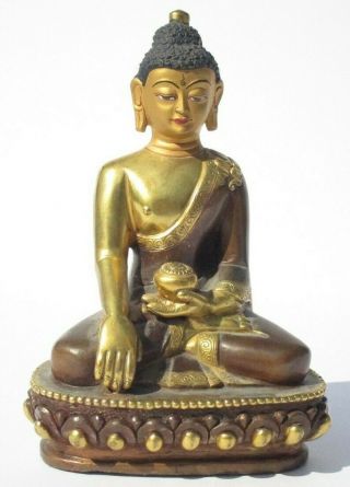 Metal Sculpture Icon Vintage Tibetan Hindu Statue 8 " Idol Unique Seated Buddha