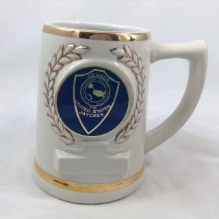 Jaycees Club Cup Mug Stein Ceramic 1970s Member Ceramarte Brazil Emblem