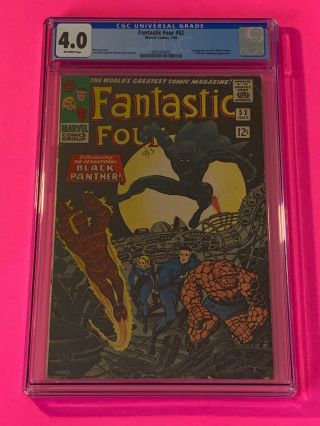 Fantastic Four 52 (1966) Cgc 4.  0 1st Black Panther Fresh Case
