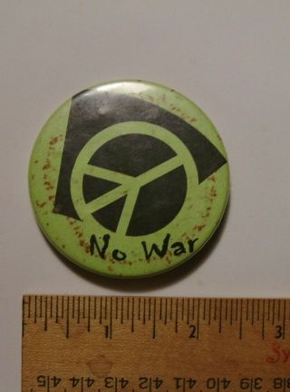 Vintage No War Peace Sign Pin Viet Nam 60 ' s 70 ' s Unmarked Green Black 2 1/4 
