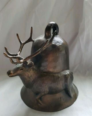 Bronze Elk Wapiti Bell By Carl Wagner 1977 Signed