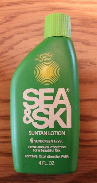 Vintage Sea And Ski Suntan Lotion Bottle Container Late 1970 