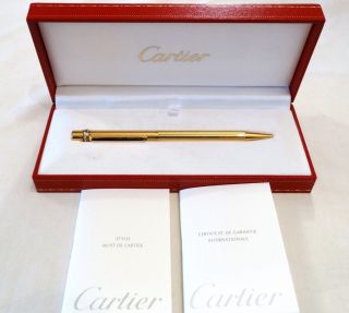 Cartier Must De Trinity Ballpoint Pen In Godron Gold Plated Palladium -