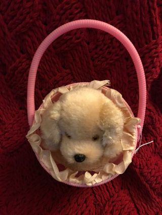 Vintage Wind Up Rock Valley Toys & Alps Shaji Co.  Puppy / Dog Basket Toy,  Japan