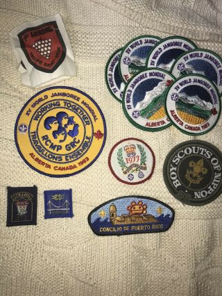 Boy Scout 1983 Canada Mondial World Crest Official 15th World Jamboree Patches.