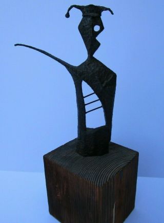 Picasso Style Sculpture Metal Jester Cubism Modernist Brutalist Modernist 1950 