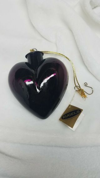 Midwest Kugel Purple Heart Glass Ornament | Vintage | Hand Blown | Decorative