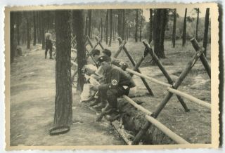 German Wwii Archive Photo: Soldiers At Hygienic Facilities In The Forest