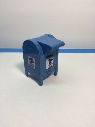 Blue Plastic Us Mail Box Stamp Holder With Sponge In Bottom Drawer