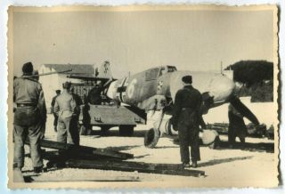 German Wwii Archive Photo: Luftwaffe Messerschmitt Bf 109 Towed By Army Truck