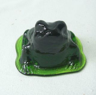 Vintage Viking Art Glass Frog Toad Paperweight Figure Figurine Emerald Green