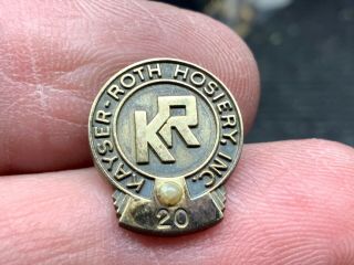 Kaiser - Roth Hosiery Inc.  1/10 10k Gf Old 20 Years Service Award Pin.