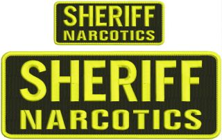 " Sheriff Narcotics " Embroidery Patch 4x10 And 2x5 Inches Hook Yellow Letters