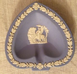 Wedgwood Jasperware Pale Blue Heart Spade Shape Pegasus Greek Vintage England