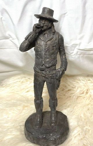 Michael Garman 9.  5 " Bronze Tone Western Cowboy Figurine Statue Artist Signed Vtg
