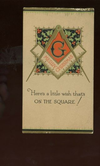 Us 1929 Masonic Christmas Card With Short Message On Back