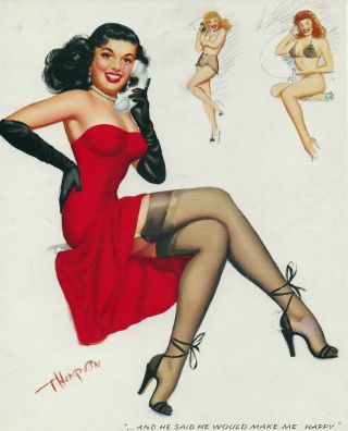 1950s Pin Up Girl Lithograph By Thompson Make Me Happy 318