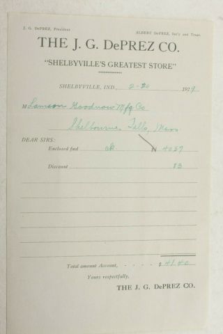 1929 Lamson Goodnow J G Deprez Co Shelbyville In Ephemera L957g