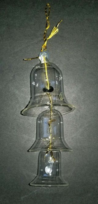 VINTAGE 3 TIER CLEAR GLASS NESTING BELLS ORNAMENT 5 