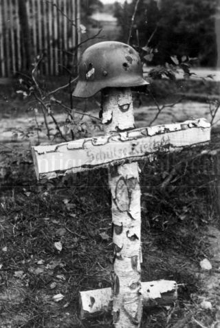 Shot Helmet Tombs Of German Soldier Grave Poland Wwii Photograph Ww2 Photo 4x6