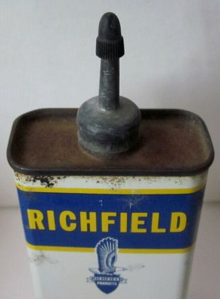 c1950s Richfield Household Oil lead top handy oiler tin full 2