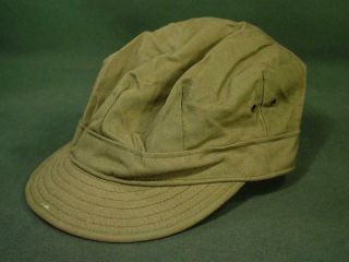 Vintage 1940s Us Army Fatigue Hat Cap Herringbone Olive Green Size 7