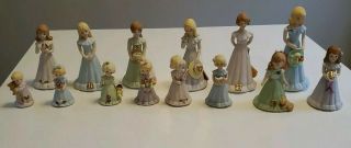 1981 Vintage Enesco Growing Up Birthday Girl Figurines From Age 1 - 14
