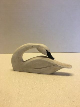Boyds Mini Swan Signed J Dudley Carved Wood Hand Painted