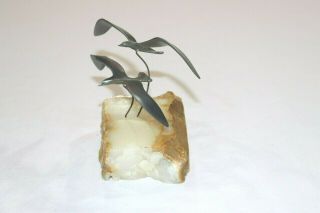Vintage Marvin Wernick Co.  Hand Crafted Seagulls Sculpture In Stone Base