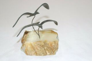 Vintage Marvin Wernick Co.  Hand Crafted Seagulls Sculpture in Stone Base 2