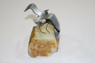 Vintage Marvin Wernick Co.  Hand Crafted Seagulls Sculpture in Stone Base 3