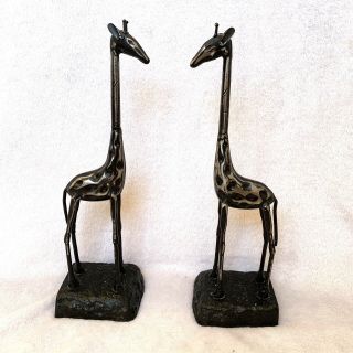 Steel Patchwork Standing Giraffe Statue Sculpture Metal Mid Century Modern