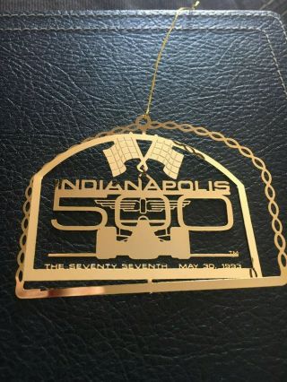 Indy 500 Christmas Ornament 24k Gold Finish Brass 1993 From 77th Annual
