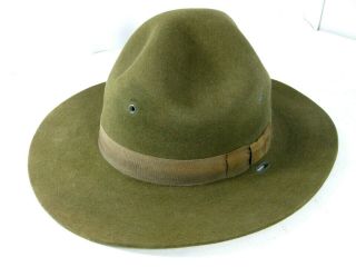 Vintage Felt Campaign Hat Size 7 1/4 Olive Drab Seargent? Military? Scout?
