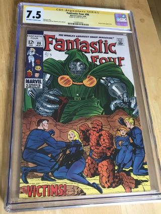 Fantastic Four 86 Cgc 7.  5 Dr.  Doom - Signed By Stan Lee Marvel Comics