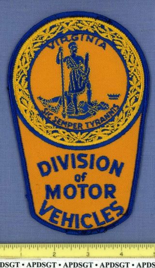 Virginia Dot Motor Vehicles (old Vintage) Sheriff State Police Patch Cheesecloth