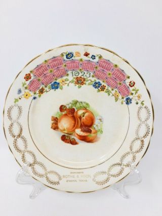 Texas Pottery Souvenir China Calender Plate D’hanis,  Tx 1923