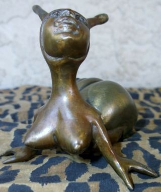 Paul Wegner Bronze Sculpture Snail Woman 1988 2 Of 50 Nude W Lg Breasts