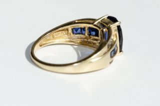 043 Estate Vintage 14k Solid Yellow Gold Sapphire Diamond Ring Size 8 Not Scrap 3