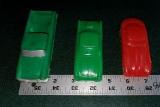 3 Vintage Auburn Rubber Toy Cars And Truck Green Red