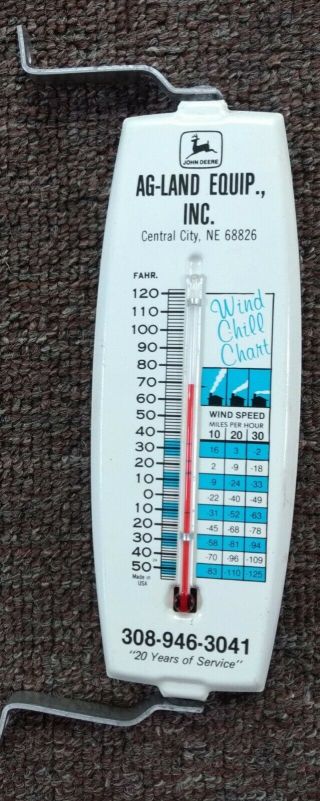 Vintage John Deere Dealership Metal Thermometer.  David City,  Nebraska.  Nos