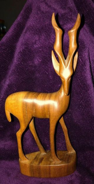 Hand Carved Wood Gazelle Impala Antelope Sculpture Madagascar Wooden Carving