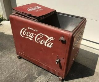 Vintage Drink Coca - Cola Cooler Chest Icebox Double Lid