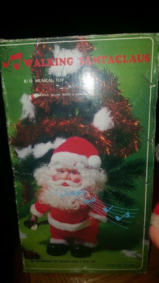 VTG Santa Claus Battery Operated Walkin animated plays 3 songs B/O toys St Nick 2