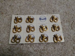 11 Gulf Oil Donkey Gold Tone Pins On Card 1968 Democratic Election Political