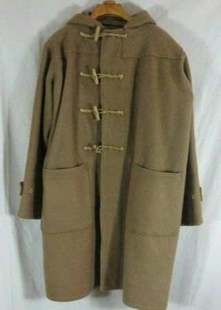 Wwii Tan Wool British Royal Navy Military Duffle Duffel Coat`helicopter Sz 2 Med