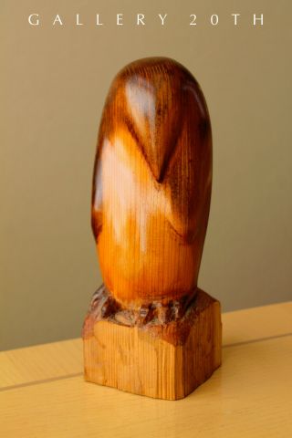 Adorable Penguin Sculpture Art Carved Cherry Wood Interior Decorator