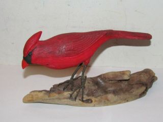 Hand Carved Wooden Bird Sculpture Signed Joe Yeack Brimley Michigan 1988