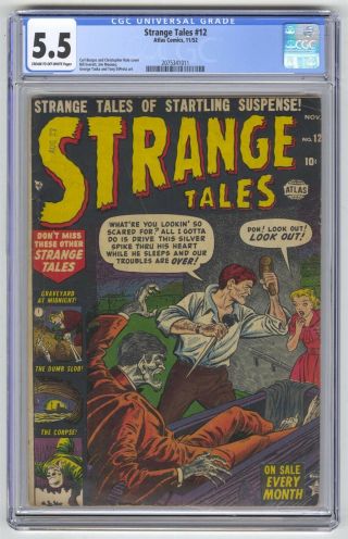 Strange Tales 12 Cgc 5.  5 Vintage Marvel Atlas Comic Pre - Hero Horror Gold 10c